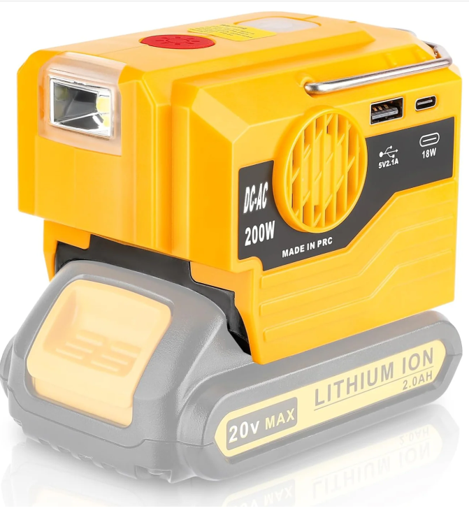 200W Power Inverter for Dewalt/Makita/Milwaukee/Ryobi 18-20V to 120V Adapter