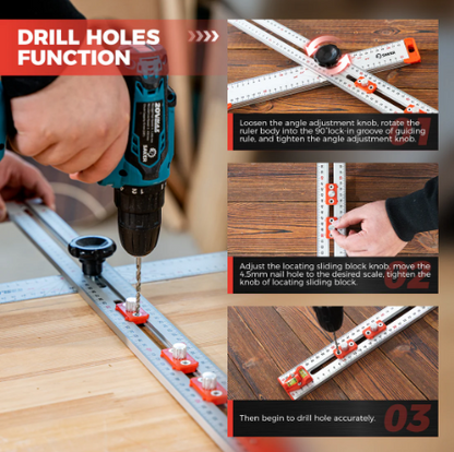 4 in 1 Drilling Positioning Ruler