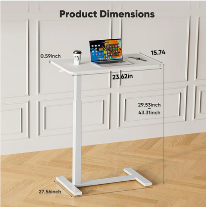 Hidden Casters Adjustable Bedside Table