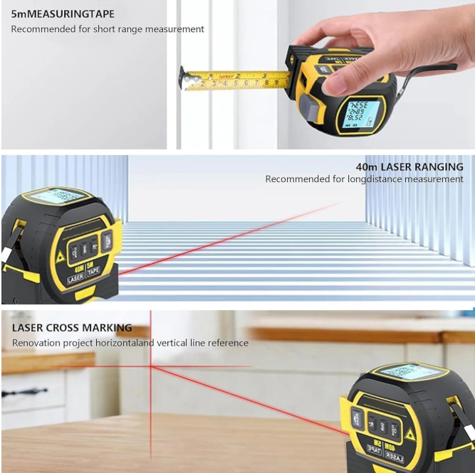 Portable 3-in-1 Infrared Laser Tape Measuring