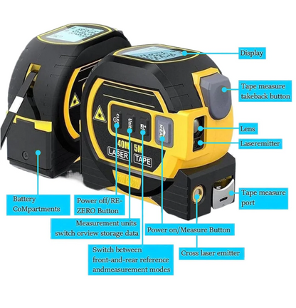 Portable 3-in-1 Infrared Laser Tape Measuring